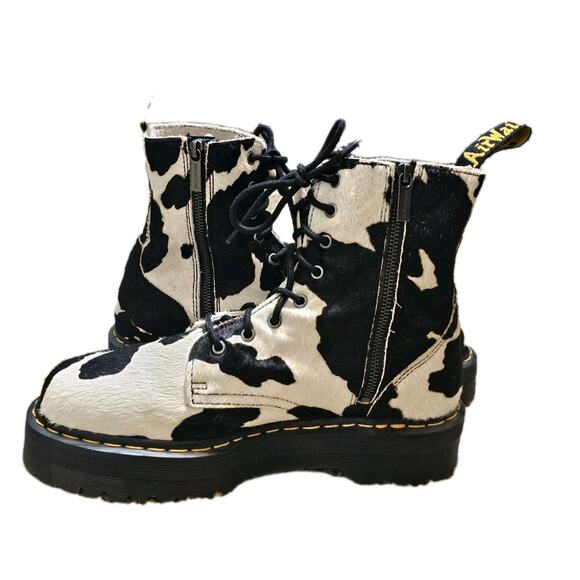 DR. MARTENS JADON HAIR-ON COW PRINT PLATFORM BOOTS MSRP $270 Mens 11 WMS 12 - Picture 4 of 8